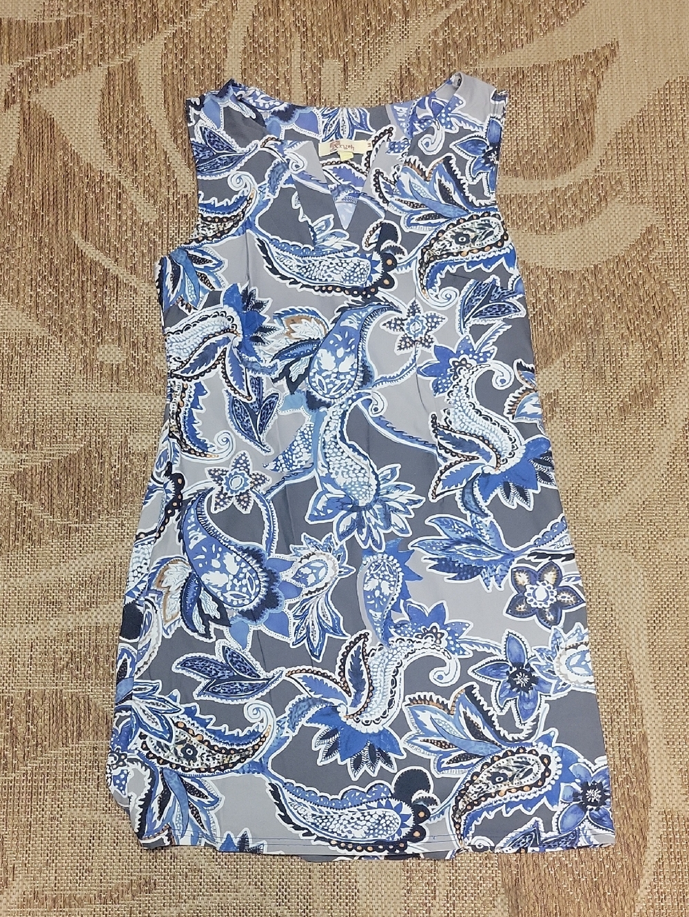 Aryeh Blue Paisley Sleeveless Shift Dress